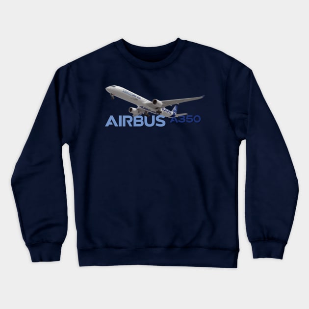 A350-1000 in flight Crewneck Sweatshirt by Caravele